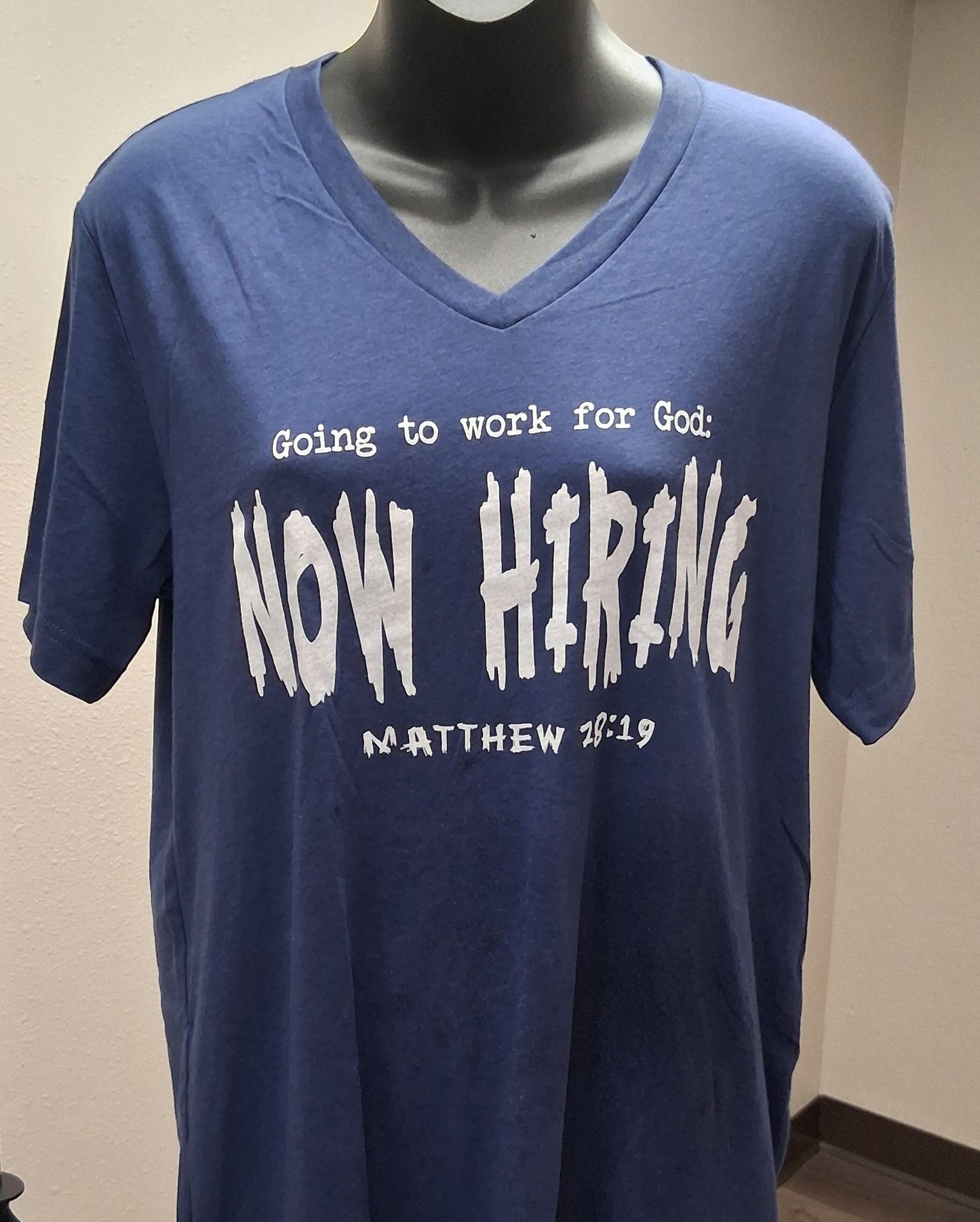 short sleeve blue v-neck t-shirt
