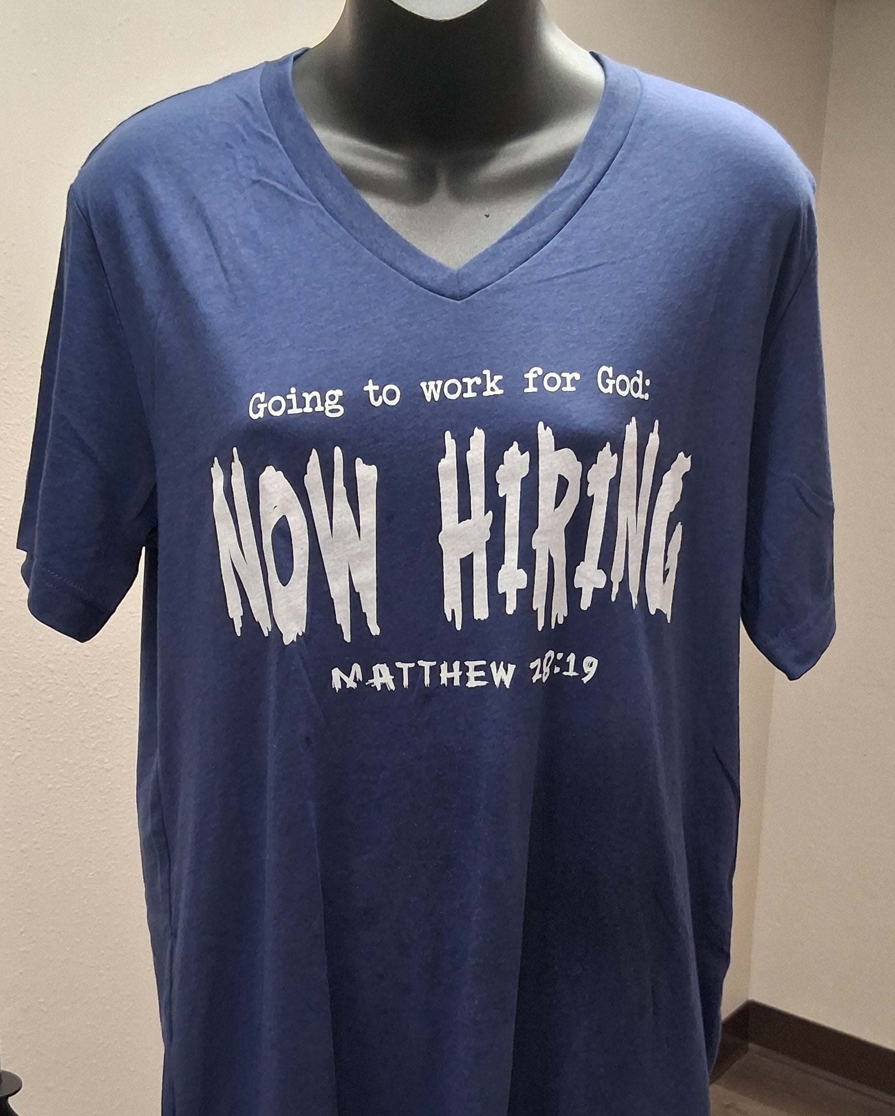 short sleeve blue v-neck t-shirt